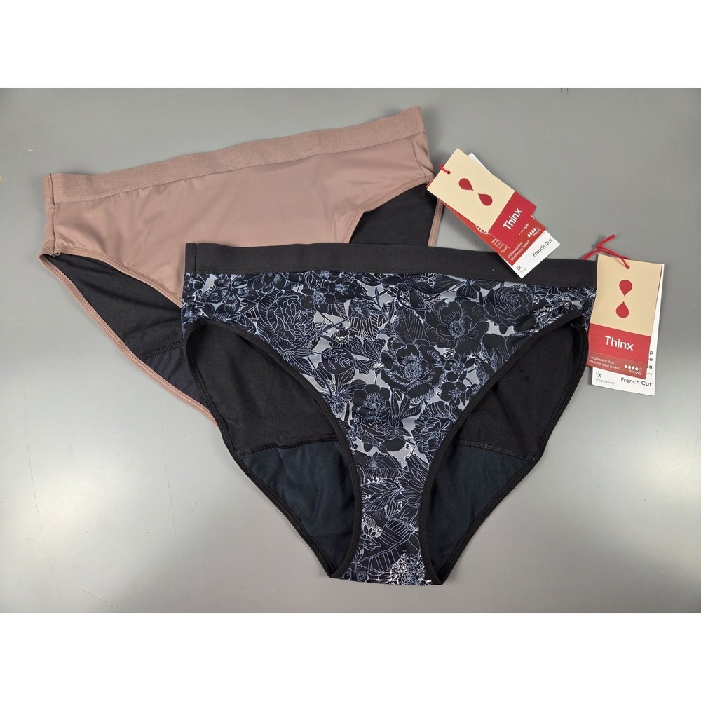Set of 2  Thinx French Cut Heavy Period Menstrual Underwear Panties Size 1X NWT